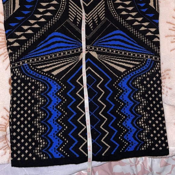 Windsor Midi Skirt And Top Long Sleeve Black & Blue Body Con Print Cotton ( Set) - Picture 8 of 13